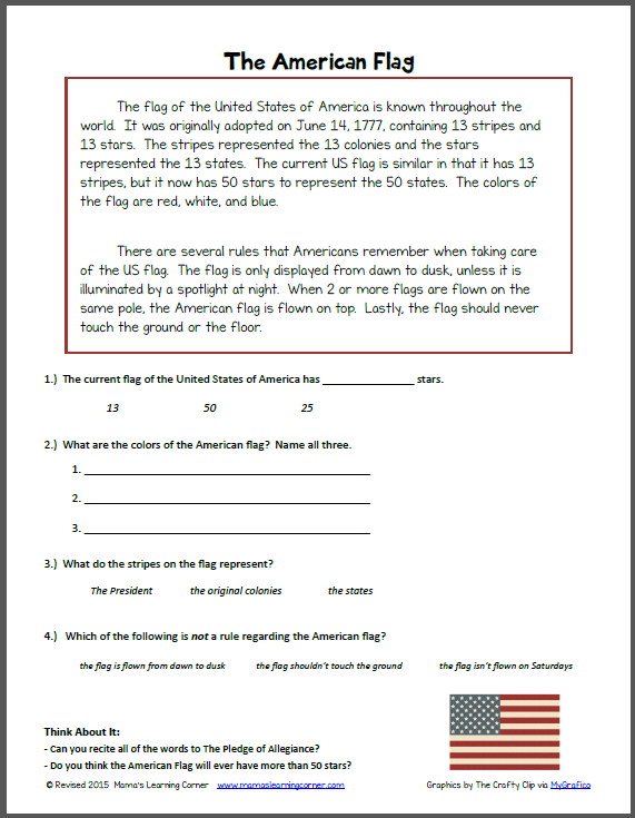 Reading Comprehension The American Flag