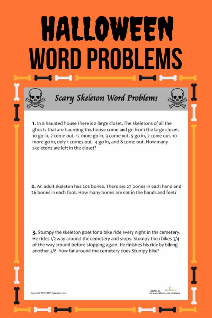 Scary Skeleton Word Problems