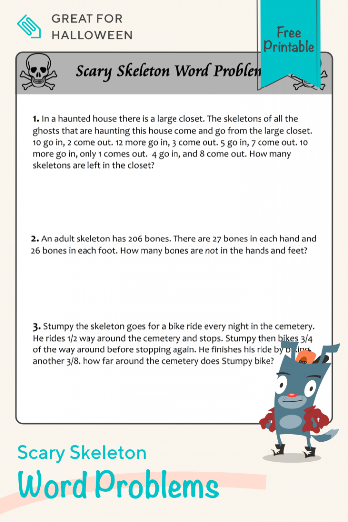 Scary Skeleton Word Problems