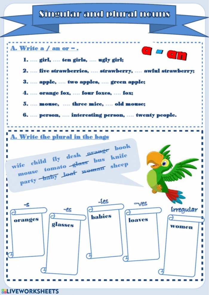 Singular And Plural Nouns Interactive Worksheet