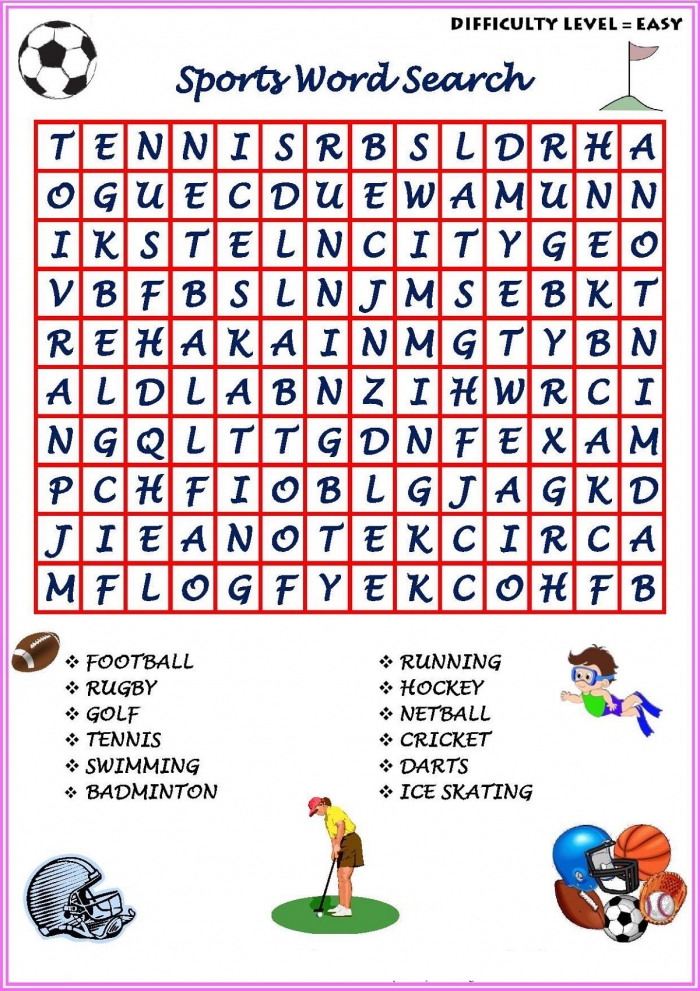 Sport Word Searches Game Puzzle