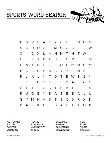 Sports Word Search