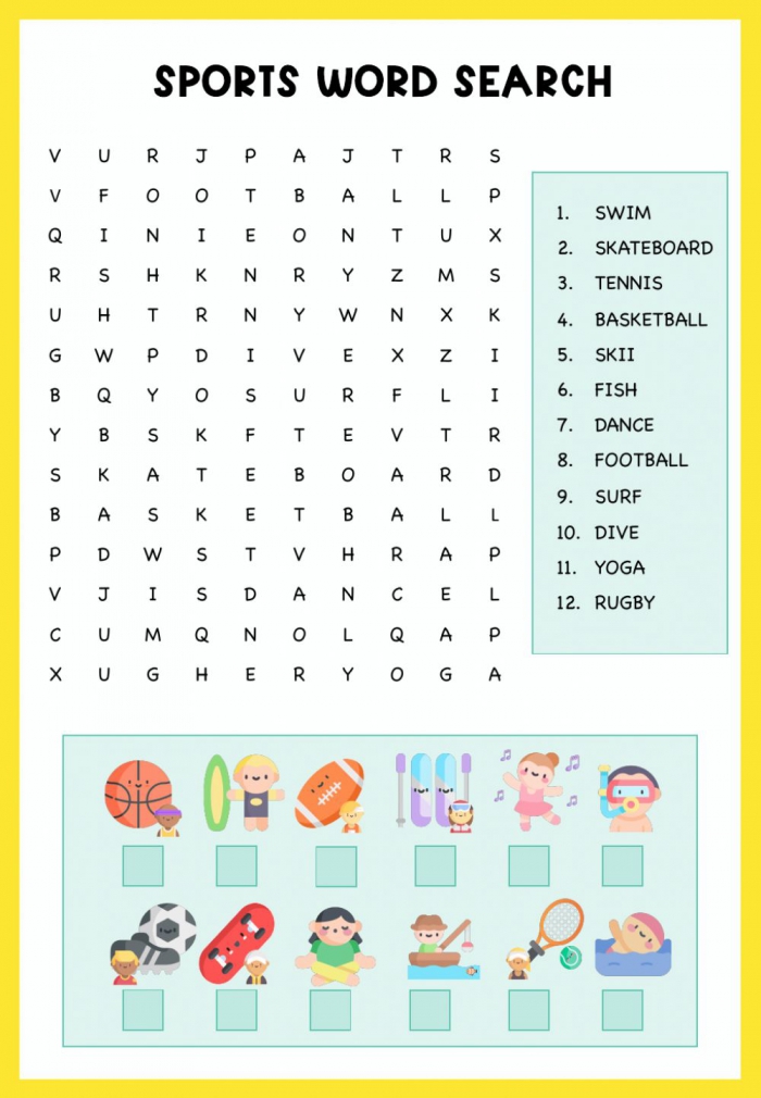 Sports Word Search Worksheet