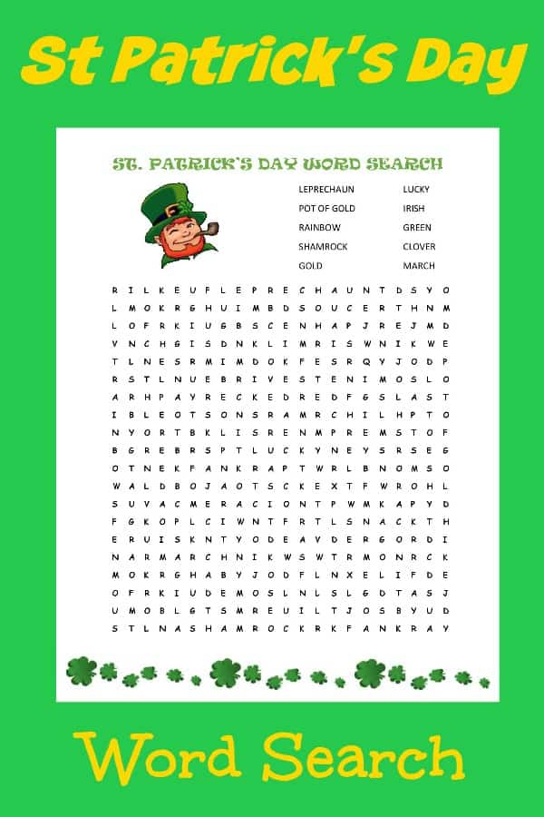 St Patricks Day Word Search Free Printable