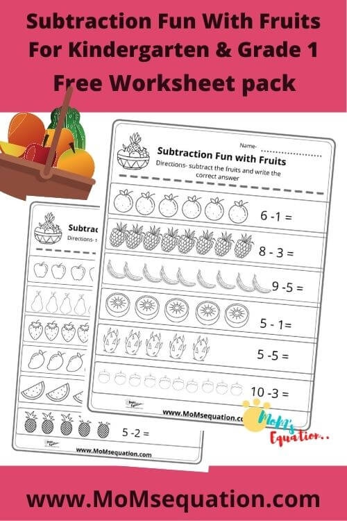 Subtraction Worksheets With Fruit Fun