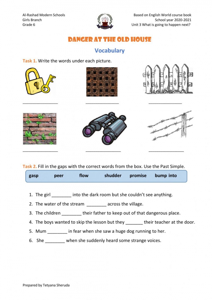 Vocabulary  Mystery Story Worksheet