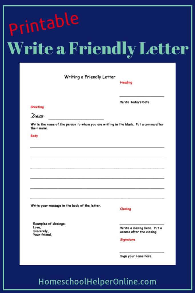 Writing A Friendly Letter Worksheet