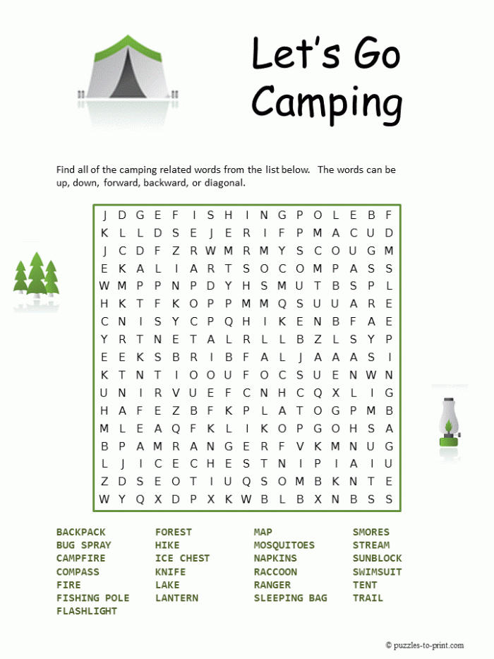 Camping Trip Word Search