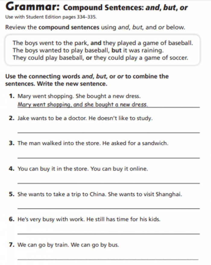 Compound Sentence Worksheet 3rd Grade