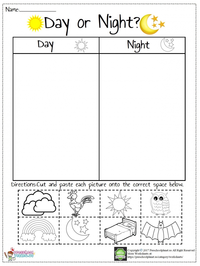 Day And Night Worksheet  Preschoolplanet