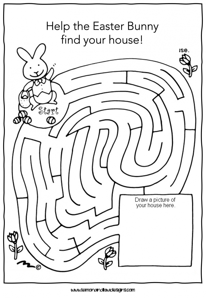 Free Easter Maze Worksheets For Kids  Lemon   Kiwi Designs