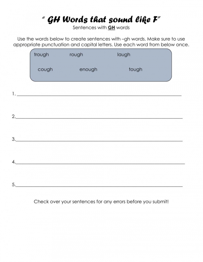 Gh Words That Sound Like F Worksheet
