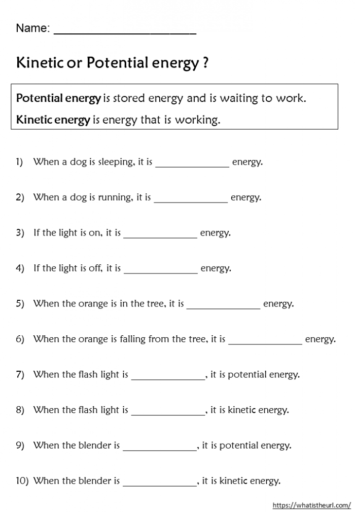 Energy Resources Worksheets K5 Learning Potential And Kinetic Energy 