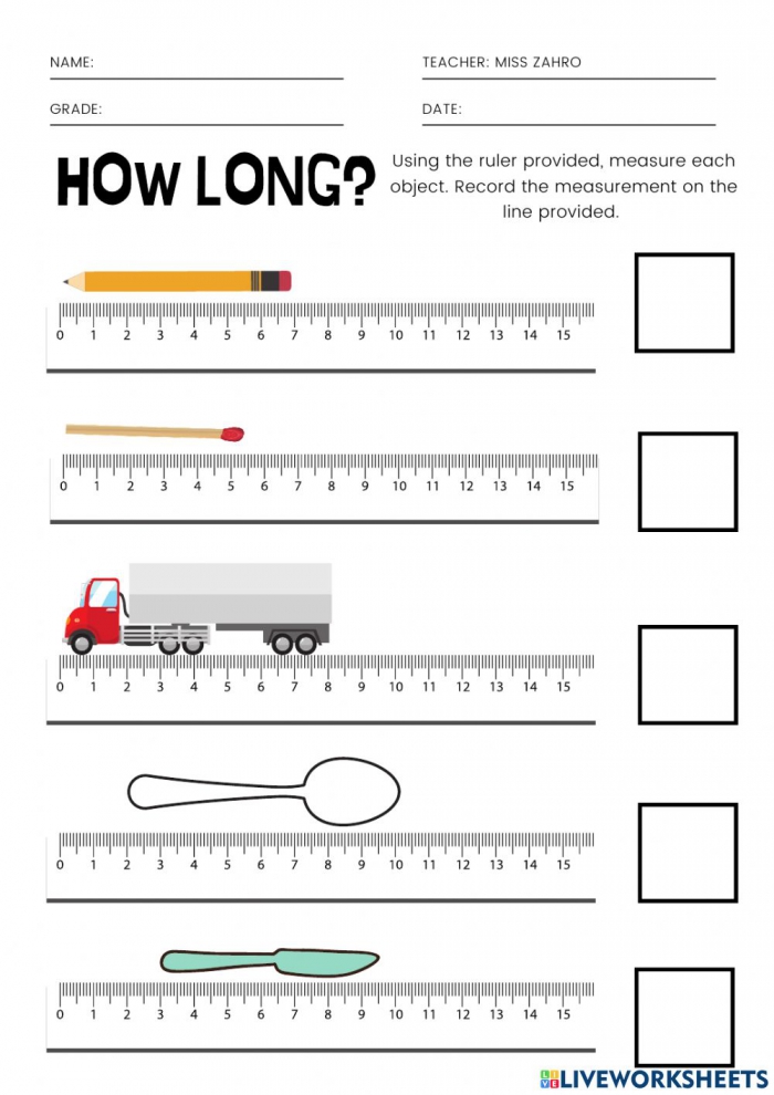 Measuring Length In Centimeters Worksheet