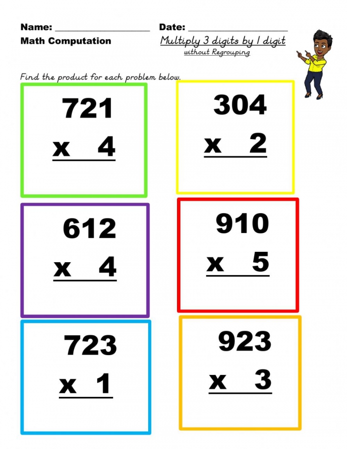 Multiplication With Regrouping Worksheet Education Com Multiplication 2 Digit By 1 Digit With 