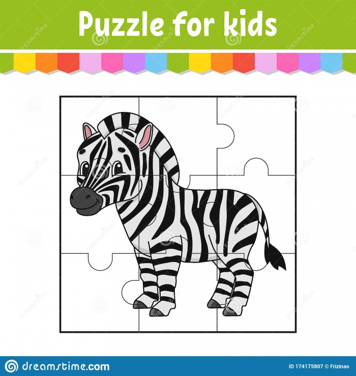 Puzzle Game For Kids Cute Zebra Education Worksheet Color