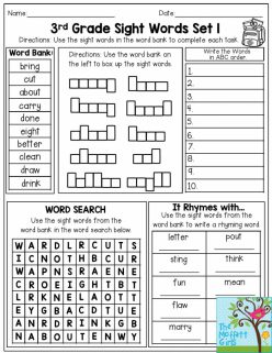 Color The Rhyming Sight Words III