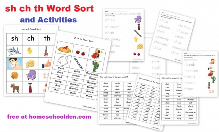 Sh Ch Th Word Sort Activities Free