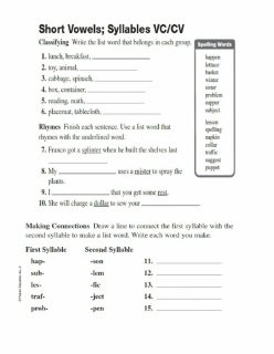 Syllable Patterns: VCCV