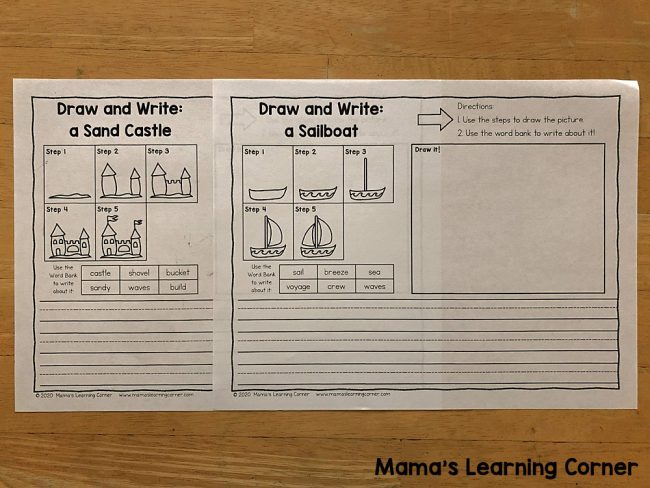 Summer Directed Draw And Write Worksheets