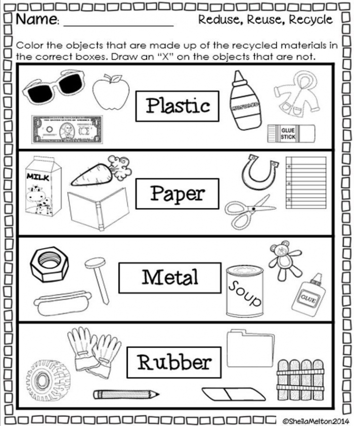 Recycling Worksheets For Kindergarten