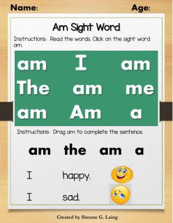 Write The Sight Words: “Am”