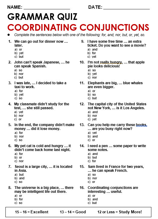 Coordinating Conjunctions
