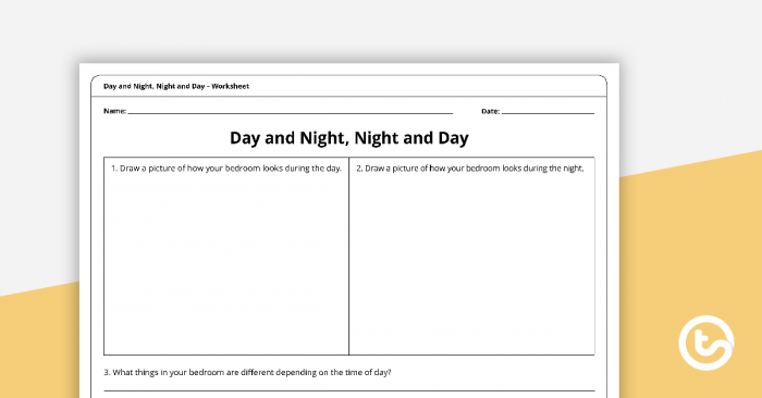 Day And Night Night And Day Worksheet Teaching Resource