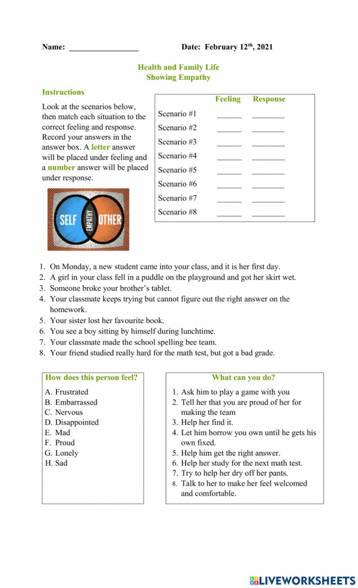 Empathy Interactive Worksheet