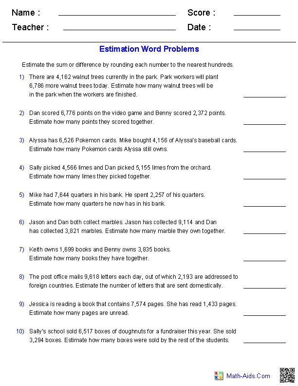 Estimation Worksheets