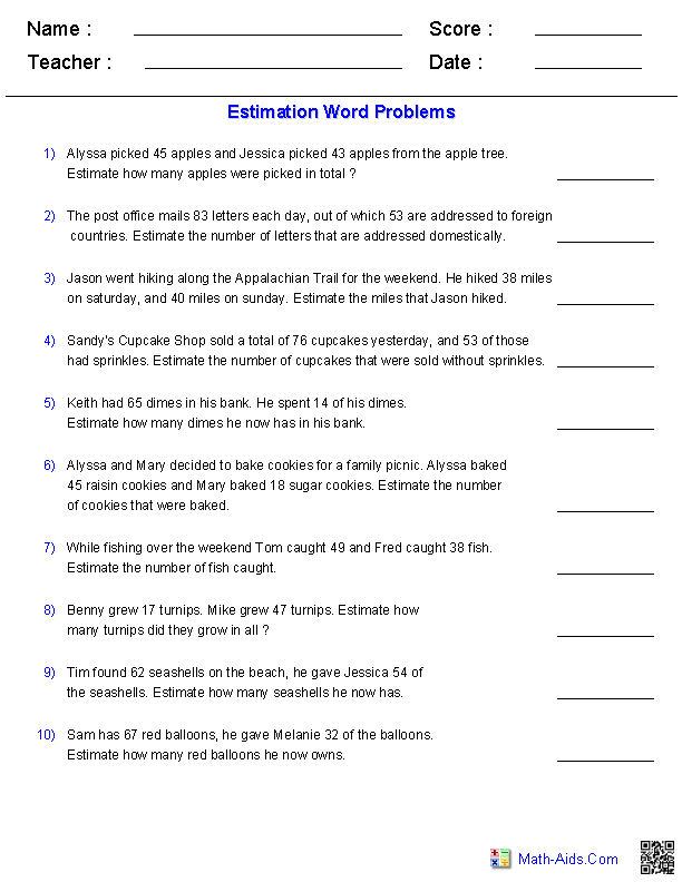 Estimation Worksheets