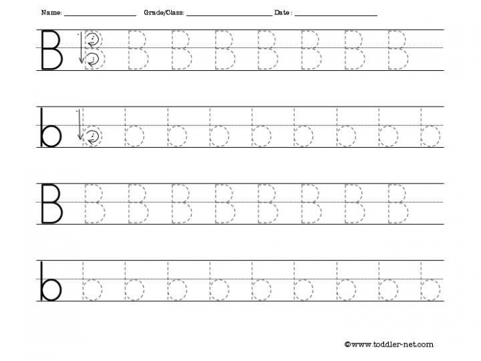 Free Tracing Letter B Worksheet