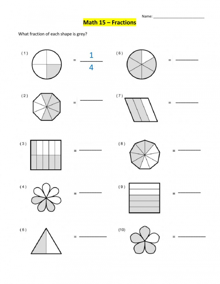 Introduction To Fractions Worksheet