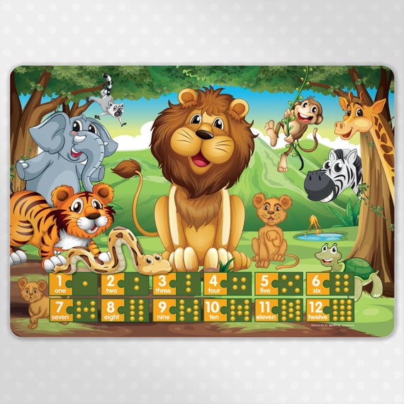 Jungle Numbers Childrens Educational Poster Placemat