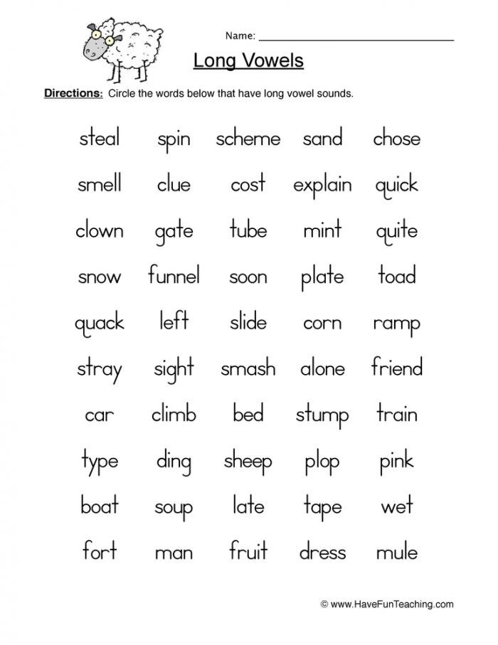 Long Vowels Circling Worksheet Have Fun Teaching