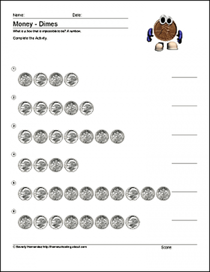 Math And Money Worksheets For Counting Coins