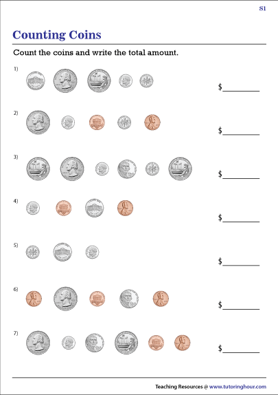 Penny Nickel Dime And Quarter Worksheets