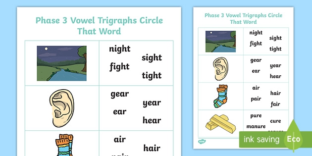 Phase Vowel Trigraphs Circle That Word Worksheet