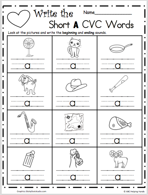 Short A Cvc Words Writing Worksheet