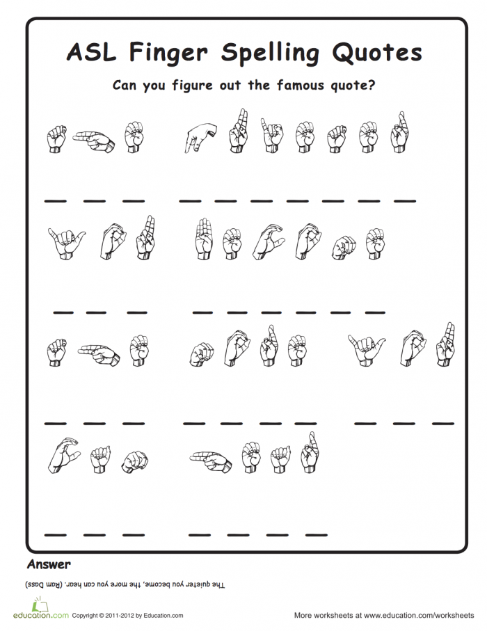 Sign Language Alphabet Practice Worksheets
