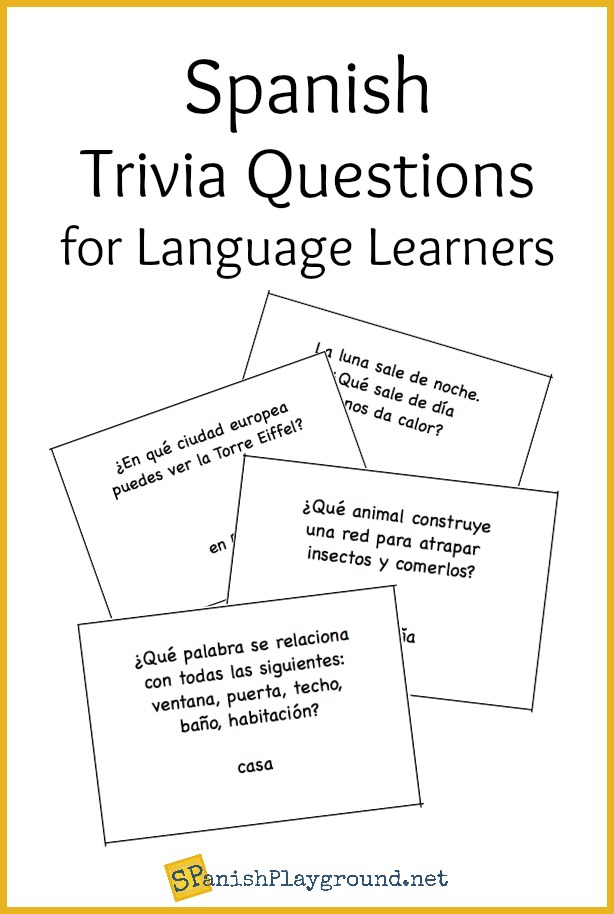 Spanish Trivia Questions Printable Cards