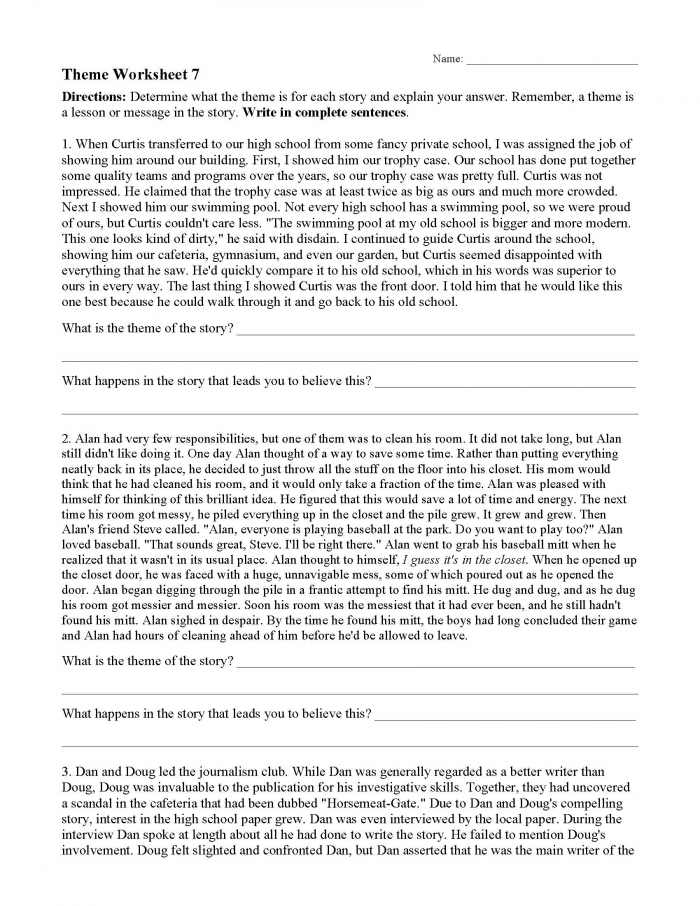 Theme Worksheets