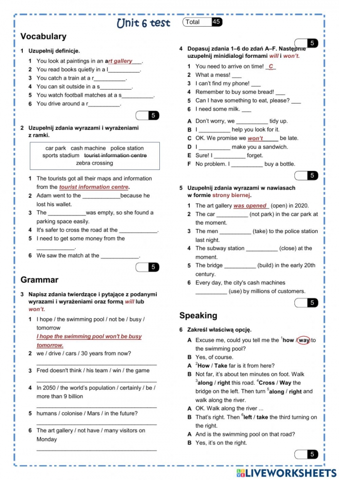 Will Wont Places In Town Worksheet