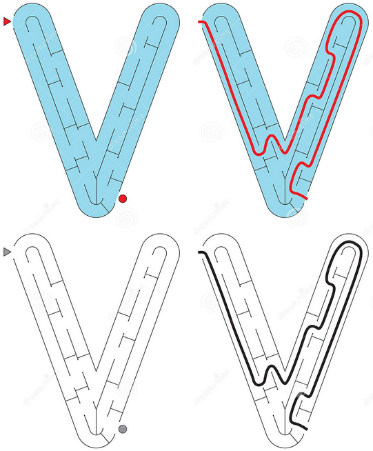 Easy Alphabet Maze Letter V