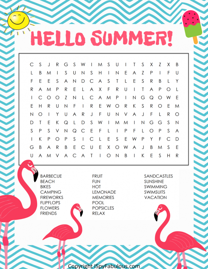 Free Summer Word Searches For Tons Of Summer Fun
